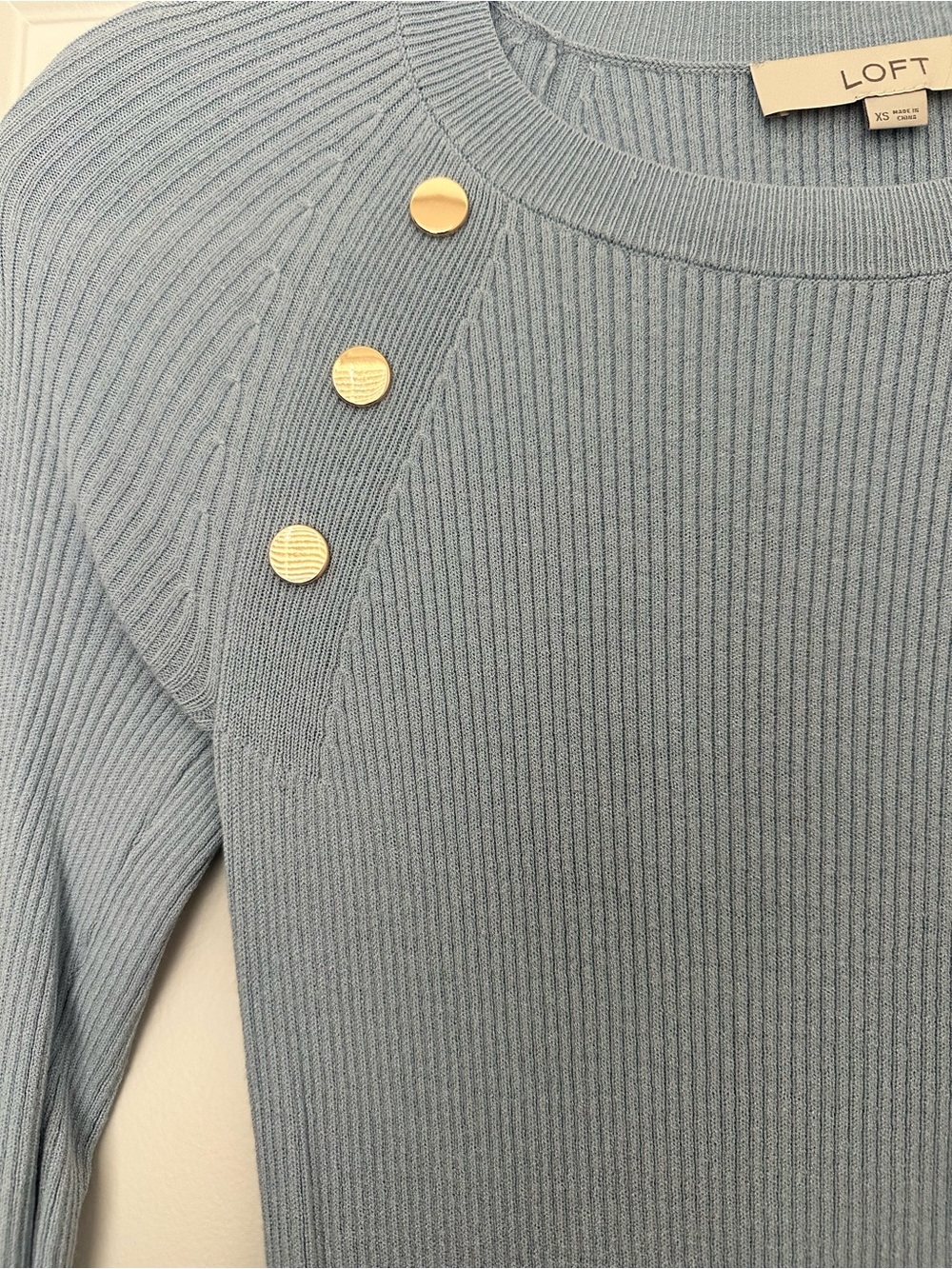 LOFT Blue Ribbed Sweater - Picture 2 of 4
